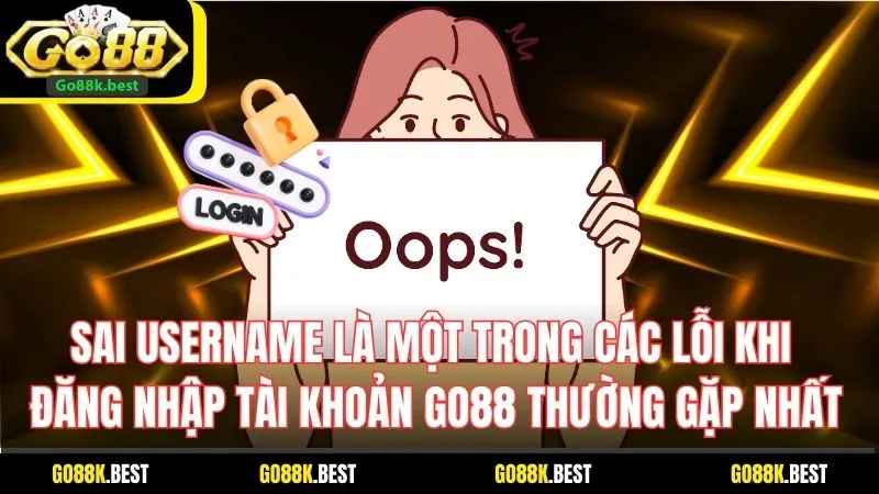 Sai username là một trong các lỗi khi đăng nhập tài khoản Go88 thường gặp nhất